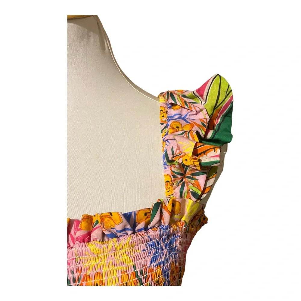NWT Anthropologie Roopa Pemmaraju Tropical Print Ruffle Sleeve Sundress - Picture 8 of 10